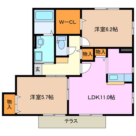 河原田駅 徒歩18分 1階の物件間取画像